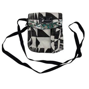 Zand Amsterdam Mini Crossbody Bag Black White Geometric Pattern Handmade India